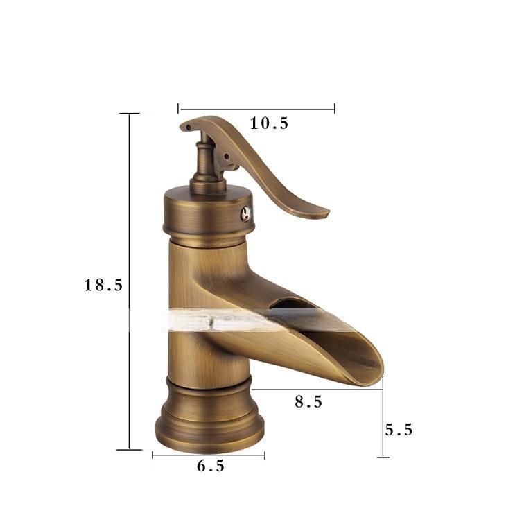 Bathroom Sink Faucet,Waterfall Antique Brass Single Handle One Hole Bath Taps with Hot and Cold Switch 2025 - CAD $87.99 –P1