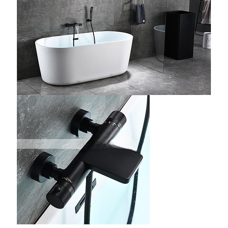 Bathtub Faucet - Thermostatic Bath Tub Faucet Contemporary Painted Finishes Free Standing Ceramic Valve Bath Shower Mixer Taps 2025 - CAD $231.99 –P3