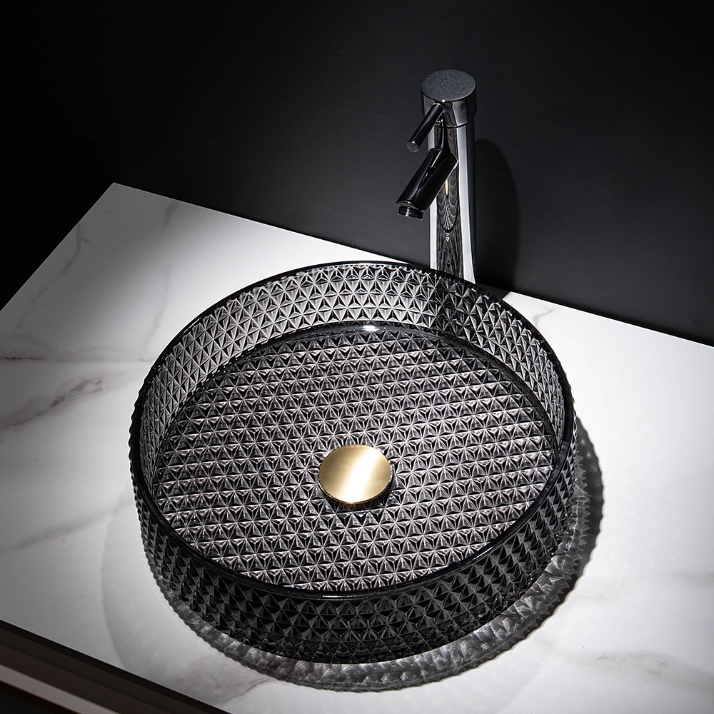 Bathroom Vessel Sink with Chrome FaucetWash Basin Glass Countertop Cylinder Wash Basin Hand Washbasin Worktop Installation Glass Basin Set with Chrome Brass Tap 2025 - CAD $366.99 –P9