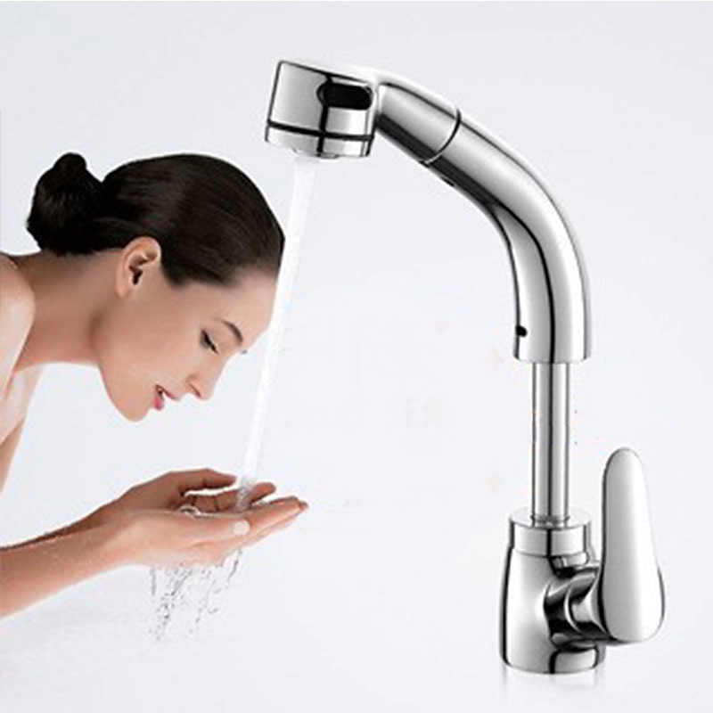 Matte Black Bathroom Basin Faucet Pull Out Spout Rotatable Liftable Body Deck Mounted Hot and Cold Water Mixer Tap 2025 - CAD $87.99 –P10