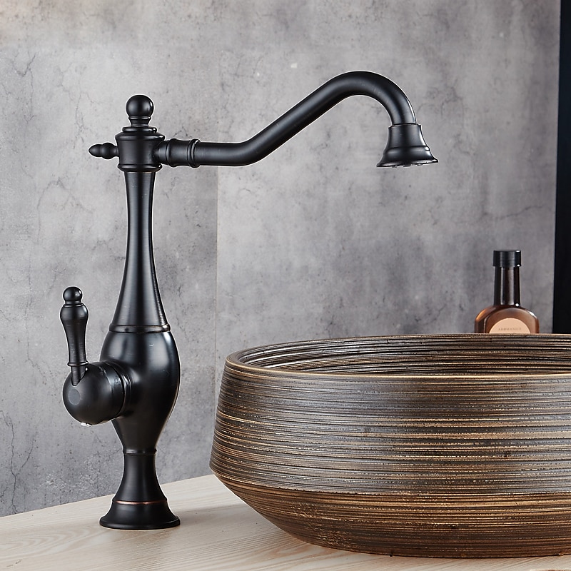 Kitchen FaucetHigh Arc Single Handle One Hole Rotatable Standard Spout Retro Kitchen Taps(Antique Brass/ORB) 2025 - CAD $151.99 –P13
