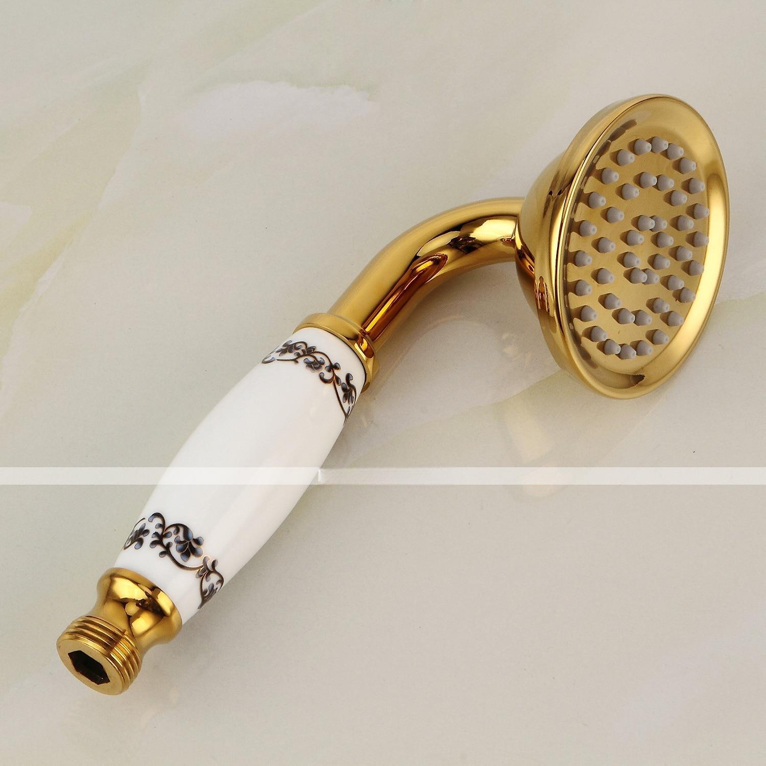 Bathtub Faucet Mixer Tap Telephone Style Luxury Golden Polish With Sprayer Hand Shower Rotate Spout tub Hot and Cold Water 2025 - CAD $239.99 –P12