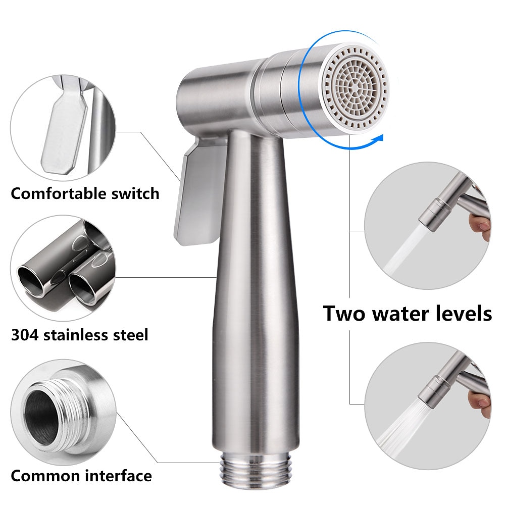 Two Ways 304 Stainless Steel Toilet Handheld Shattaf Bidet Sprayer Shower Heads Set Shower Faucet Accessories Muslim Shower G1/2 or G7/8 2025 - CAD $47.99 –P7