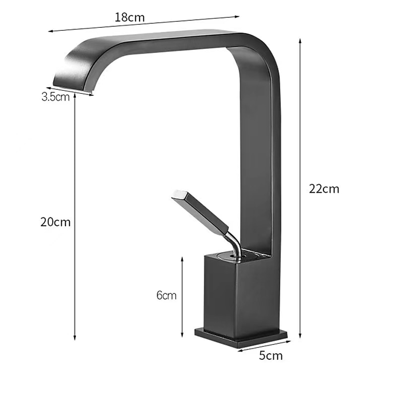 Waterfall Bathroom Sink Mixer Faucet, Monobloc Basin Taps Single Handle Wash Basin Faucets with Hot and Cold Hose Vessel Water Brass Tap Deck Mounted 2025 - CAD $87.99 –P1