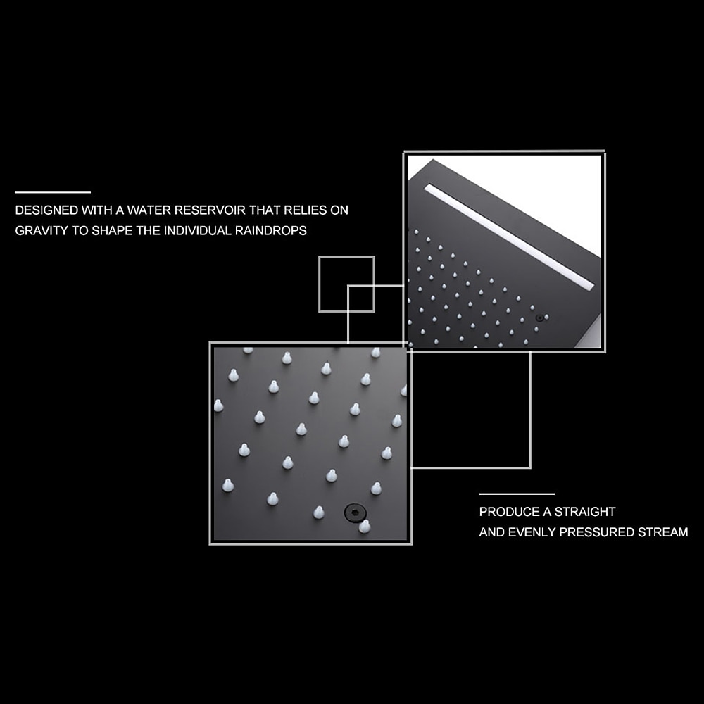 Shower Faucet500*360 Matte Black Bathroom Faucet Rain Shower Complete with LED Stainless Steel Shower Head Ceiling Mounted Ti-PVD Feature - Design / Rainfall Shower Head System 2025 - CAD $478.99 –P3