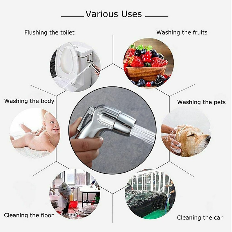 Handheld Toilet Bidet Sprayer Set Kit Stainless Steel Hand Bidet Faucet for Bathroom Handheld Shower Head Nozzle Hose Set Toilet Sprinkler Docking Hand Shower Head Handheld Toilet Sprayer Accessories 2025 - CAD $36.99 –P6