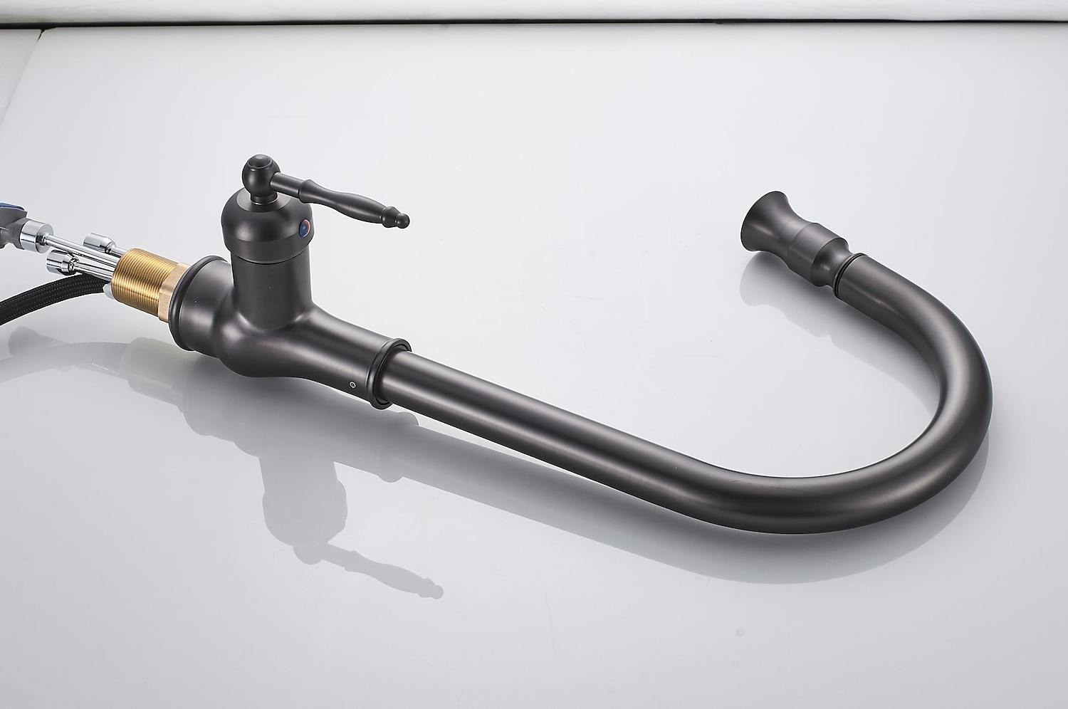 Kitchen Sink Mixer Faucet with Pull Out Sprayer Grey 360 Swivel Single Handle Spring Kitchen Taps Deck Mounted One Hole Brass Kitchen Sink Faucet Water Vessel Taps 2025 - CAD $143.99 –P5