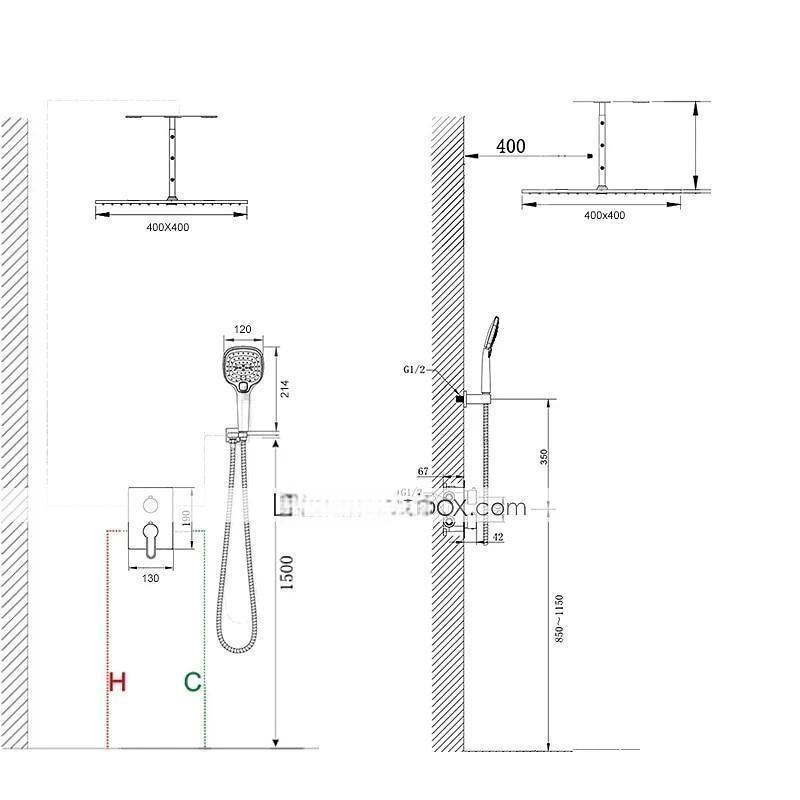 Bathroom Ceiling Mounted Shower Faucet Set High Flow Rain Shower Concealed Shower System with Multi Function Handheld Shower Hot and Cold Water Switch Included 2025 - CAD $398.99 –P4