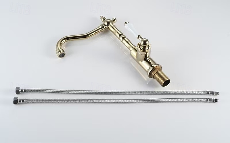 Kitchen Faucet 360 Swivel Antique Sink Faucet Mixer Tap Fashion Gold Sink Faucet Copper Hot and Cold Basin Tap 2025 - CAD $111.99 –P1