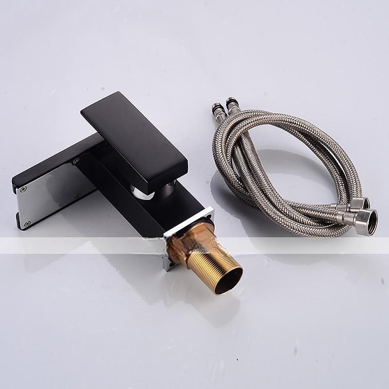 Modern Style Bathroom Sink Faucet LED/Waterfall Electroplated Centerset Single Handle One HoleBath Taps/Bathroom Sink Faucet+ Accessories/Contemporary/Vintage/Yes/Brass 2025 - CAD $119.99 –P6