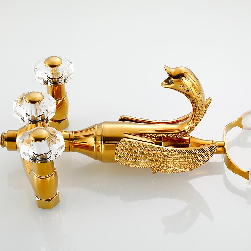 Bathtub Faucet - Contemporary Antique Brass Wall Installation Brass Valve Bath Shower Mixer Taps 2025 - CAD $398.99 –P7