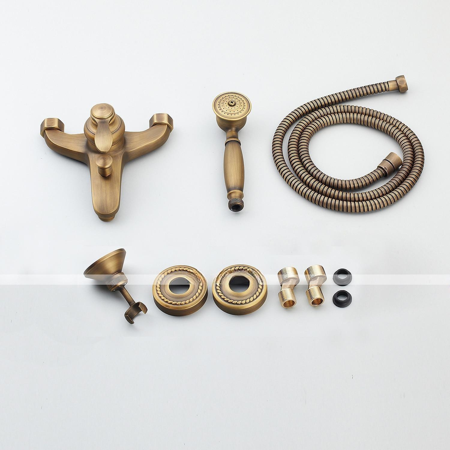 Shower Faucet Set Handshower Included Vintage Style/Country Brass Mount Outside Ceramic Valve Bath Shower Mixer Taps/Single Handle/Yes/Single Handle Three Holes 2025 - CAD $151.99 –P2