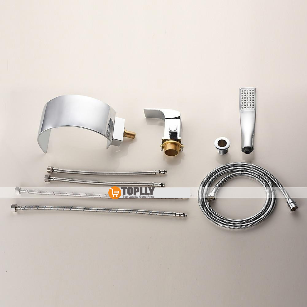 Bathtub Faucet - Contemporary Chrome Roman Tub Ceramic Valve Bath Shower Mixer Taps / Brass / Single Handle Three Holes 2025 - CAD $287.99 –P7