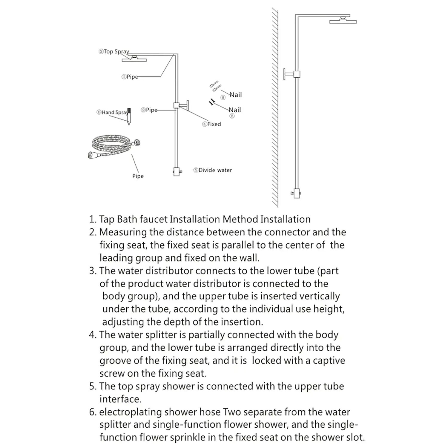 Antique Shower System Faucet Combo Set 8" Rainfall Shower Head Kit with Handshower Wall Mounted Brass Copper Black Electroplated Finish Vintage Style 2 Handles 3 Hole Bath Mixer Taps with Bodysprays 2025 - CAD $215.99 –P1