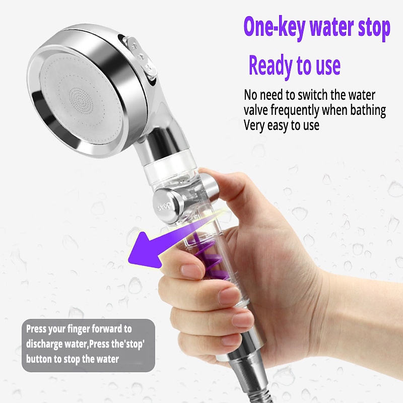 Shower Head High Pressure 3-Function SPA Shower Head With Switch On/Off Button Filter Bath Head Water Saving Shower Bathroom 2025 - CAD $12.99 –P6