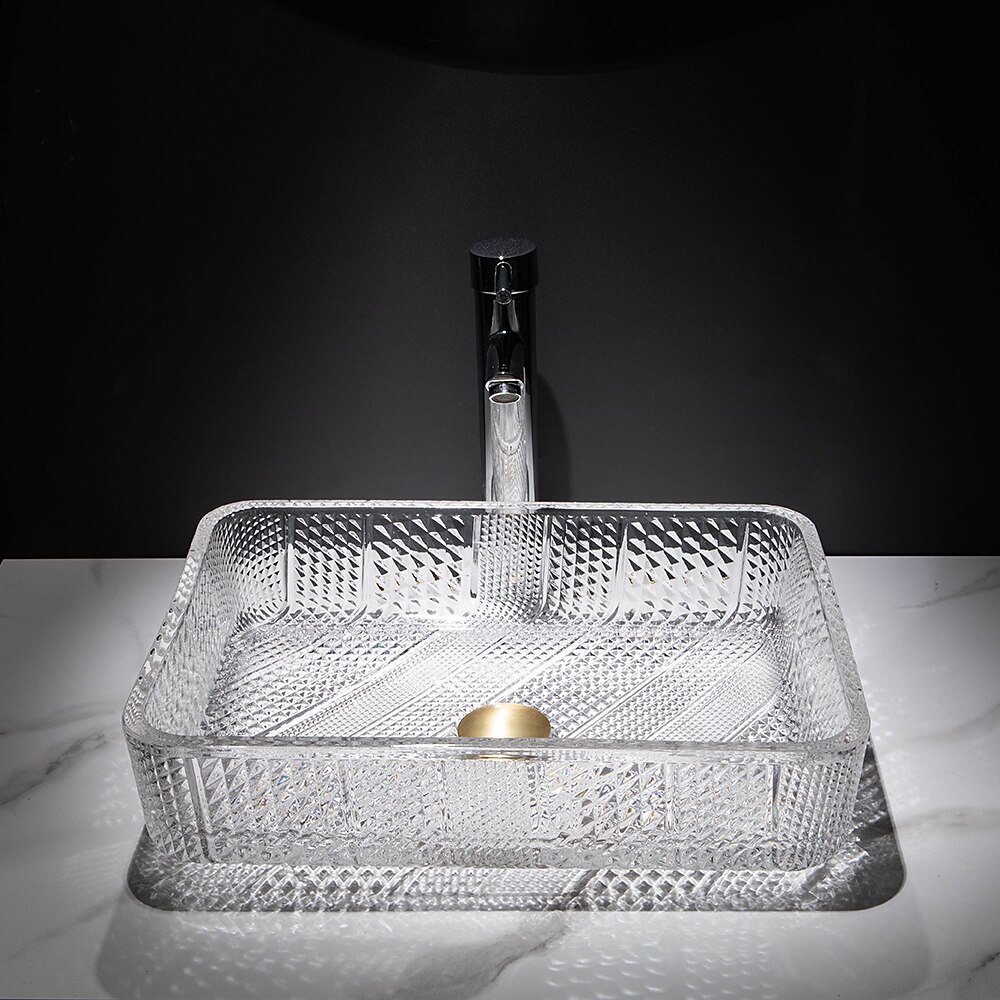 The modern light luxury transparent art rectangular die-cast glass wash basin with faucet sink 2025 - CAD $328.99 –P9
