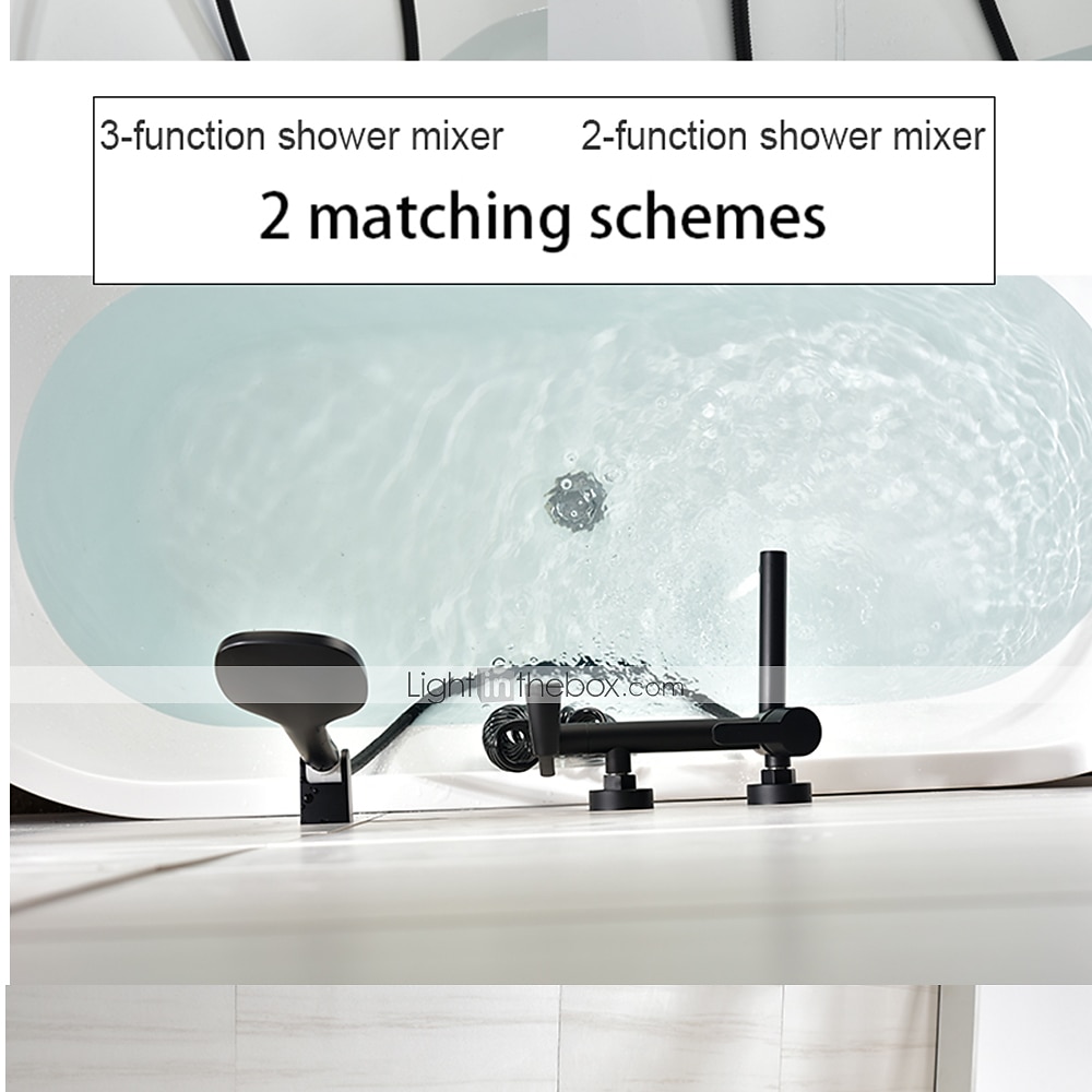 Bathtub Faucet Wall Mounted Black 3 Spout Bathroom Faucet Bath Roman Tub Filler Mixer Tap Brass with 2 Sprayer Bidet Sprayer 2025 - CAD $135.99 –P4