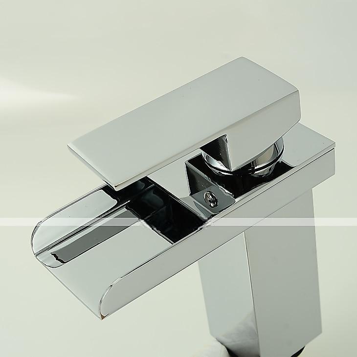 Bathroom Sink Mixer Faucet Waterfall, Modern Style Single Handle One Hole Chrome Centerset Washroom Basin Taps Brass Adjustable Cold Hot Water Hose 2025 - CAD $71.99 –P7