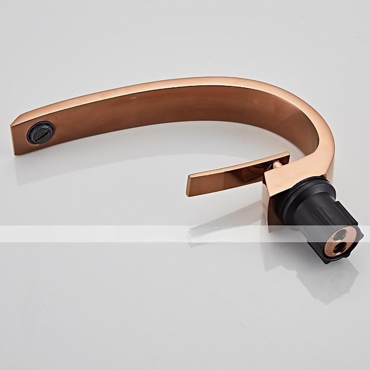 Brass Bathroom Sink Faucet Rose Gold Bend Shape Centerset Single Handle One Hole Faucet Set with Cold and Hot Water 2025 - CAD $111.99 –P2