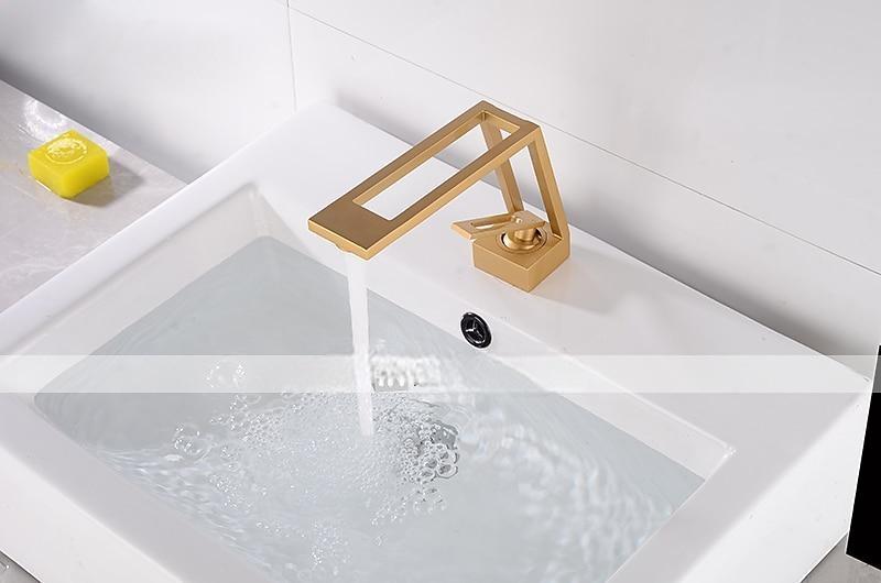 Single Handle Bathroom Faucet, Electroplated/Brushed One Hole Hollow Out/Irregular/Centerset, Brass Contemporary Bathroom Sink Faucet Contain with Supply Lines 2025 - CAD $119.99 –P12