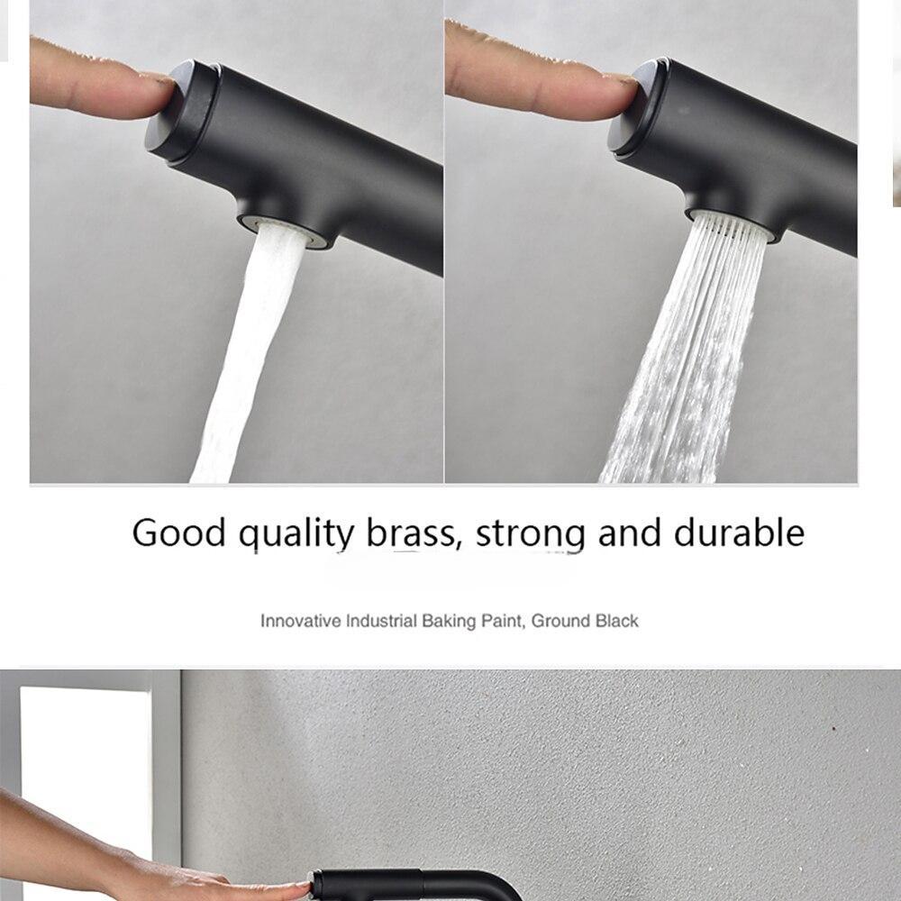 Kitchen Sink Faucet Black Single Handle One Hole Electroplated Pull-out / Pull-down Centerset Contemporary Kitchen Taps with Stream and Shower Modes 2025 - CAD $159.99 –P8