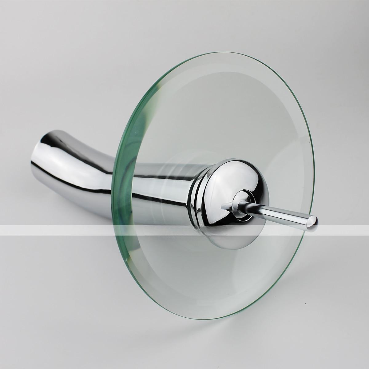 Brass Bathroom Sink Faucet,Waterfall Chrome Vessel Single Handle One Hole Bath Taps with Glass Faucet Spout,Ceramic Valve and Hot and Cold Switch 2025 - CAD $95.99 –P3
