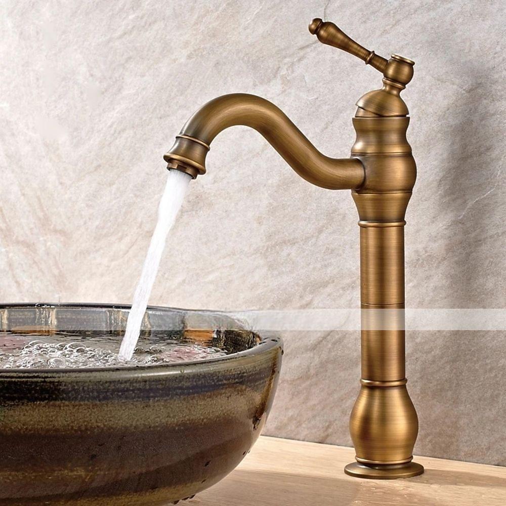 Bathroom Sink Mixer Faucet Antique Brass ORB, 360 Rotatable Basin Tap Single Handle Deck Mounted, Traditional Washroom Vessel Bath Taps 2025 - CAD $151.99 –P5