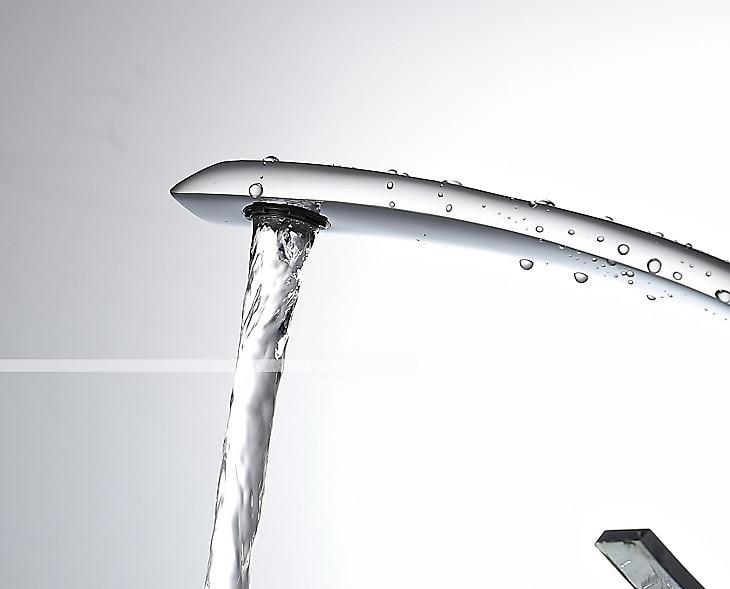Brass Bathroom Sink Mixer Faucet, Silvery Single Handle One Hole Basin Taps Chrome Finish Bathroom Faucet with Hot and Cold Water 2025 - CAD $111.99 –P5