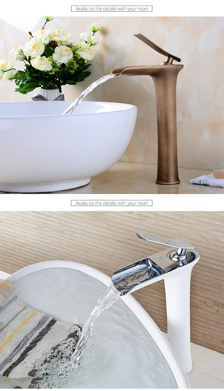 Bathroom Sink Faucet,Brass Waterfall Centerset Single Handle One Hole Bath Taps 2025 - CAD $119.99 –P3