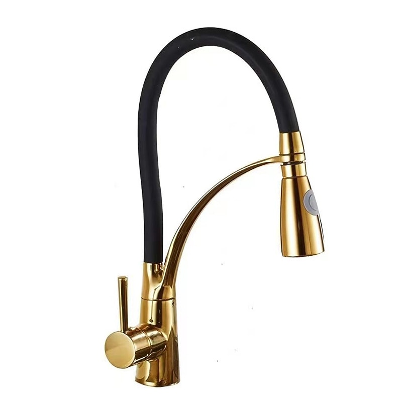 Single Handle Kitchen Faucet Electroplated One Hole Pull Out/Centerset/Tall/High Arc Brass Kitchen Faucet 2025 - CAD $143.99 –P2