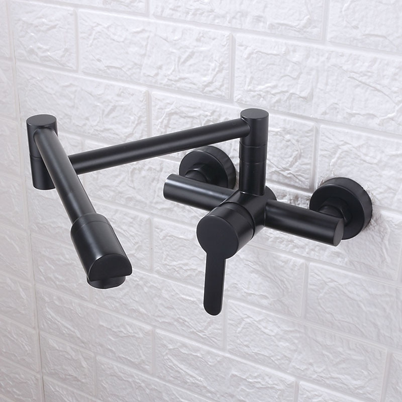 Wall Mounted Kitchen Sink Mixer Faucet Foldable Pot Filler FacuetSingle Handle Two Holes Folding Taps Electroplated / Painted Finishes Pull-out / Pull-down / Pot Filler Wall Mounted / Brass 2025 - CAD $199.99 –P3