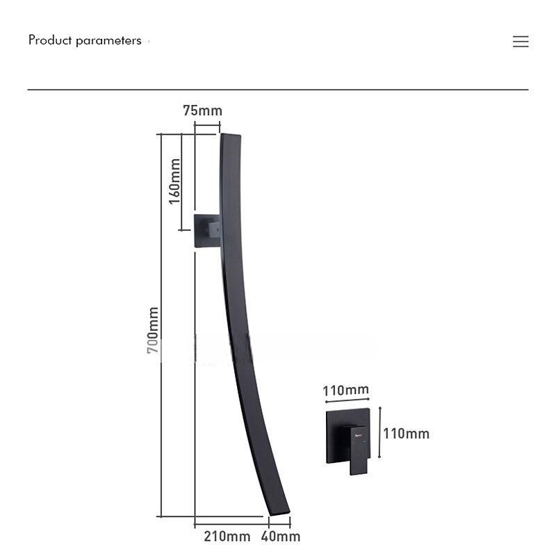 Wall Mounted Bathroom Sink Faucet,New Design Waterfall Black Single Handle Two Holes Bath Taps with Large Outlet and Flow Adjustable Switch and Hot/Cold Switch 2025 - CAD $366.99 –P13