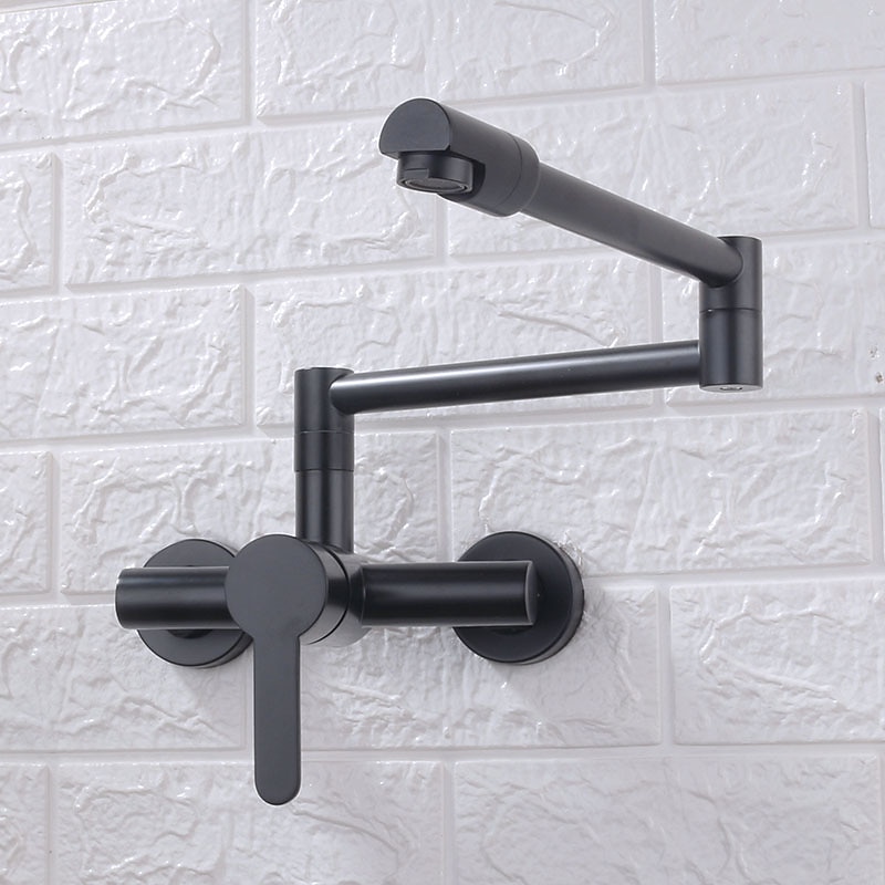 Wall Mounted Kitchen Sink Mixer Faucet Foldable Pot Filler FacuetSingle Handle Two Holes Folding Taps Electroplated / Painted Finishes Pull-out / Pull-down / Pot Filler Wall Mounted / Brass 2025 - CAD $199.99 –P8