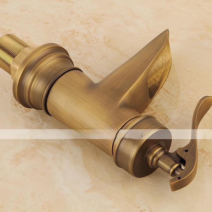 Bathroom Sink Faucet,Waterfall Antique Brass Single Handle One Hole Bath Taps with Hot and Cold Switch 2025 - CAD $87.99 –P9