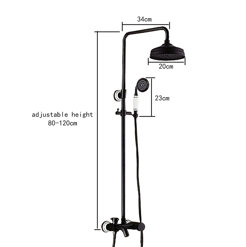 Shower FaucetShower System SetBrass Rainfall Antique Oil-rubbed Bronze Shower System Ceramic Valve Two Handles Three Holes Bath Shower Mixer Taps with Hot and Cold Switch 2025 - CAD $446.99 –P2
