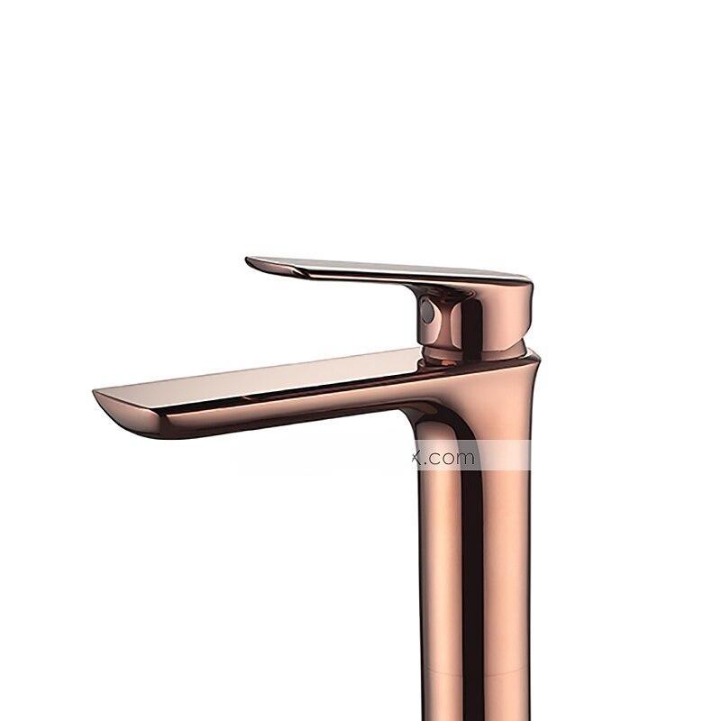 Rose Gold Brass Bathroom Sink Mixer Faucet Tall, Single Handle Basin Taps with Cold and Hot Hose 2025 - CAD $143.99 –P1
