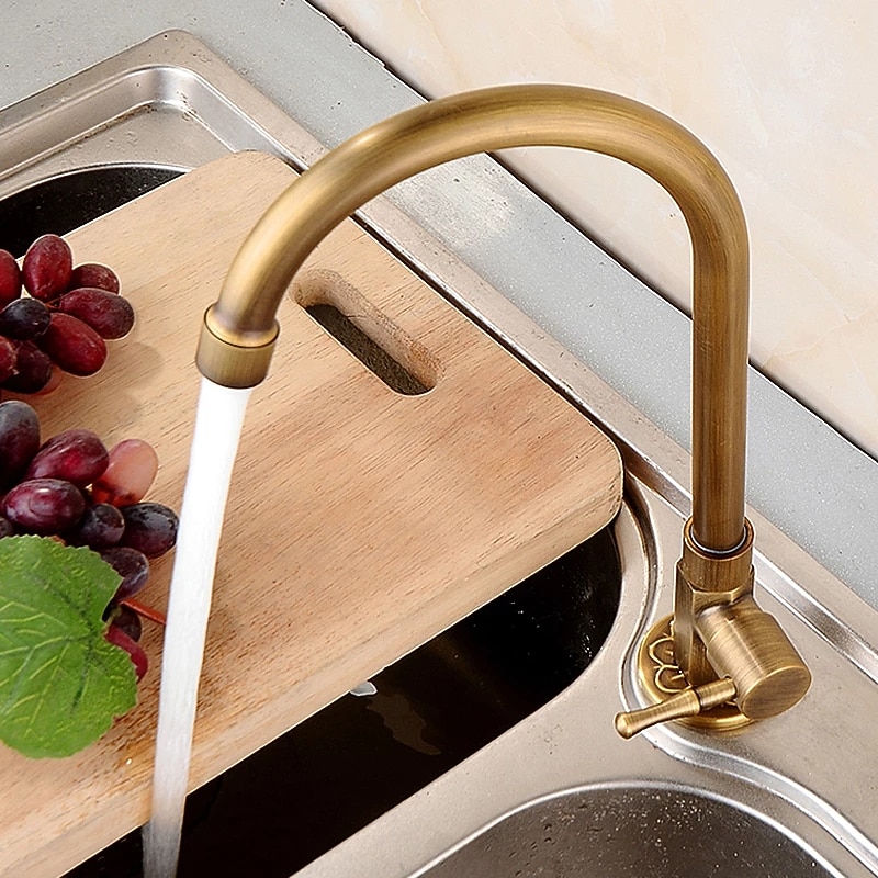 Kitchen faucet - Single Handle One Hole Antique Brass Standard Spout Centerset Antique Kitchen Taps 2025 - CAD $79.99 –P1