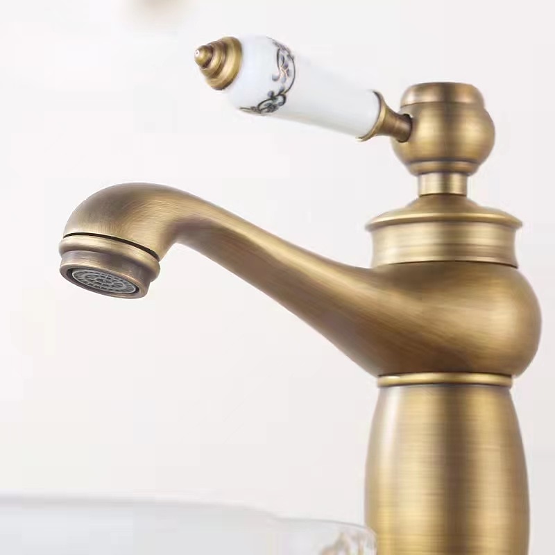 Vintage Bathroom Sink Mixer Faucet, Monobloc Washroom Basin Taps Single Handle One Hole Deck Mounted, Mono Retro Style Water Taps Hot and Cold Hose 2025 - CAD $95.99 –P6