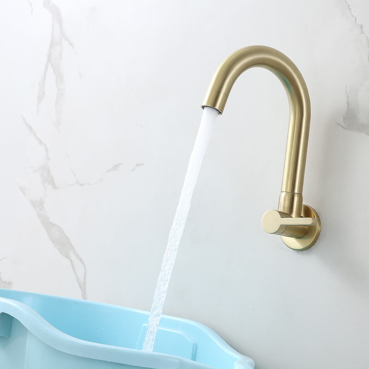 Kitchen faucet - Single Handle One Hole Chrome / Nickel Brushed / Painted Finishes Bar /Prep Wall Mounted Contemporary Kitchen Taps for Cold or Hot Water Only 2025 - CAD $30.99 –P6