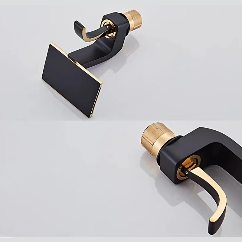 Waterfall Basin Sink Mixer Faucet, Brass Bathroom Taps Single Handle One Hole with Hot and Cold Hose Vessel Water Tap Deck Mounted 2025 - CAD $127.99 –P3