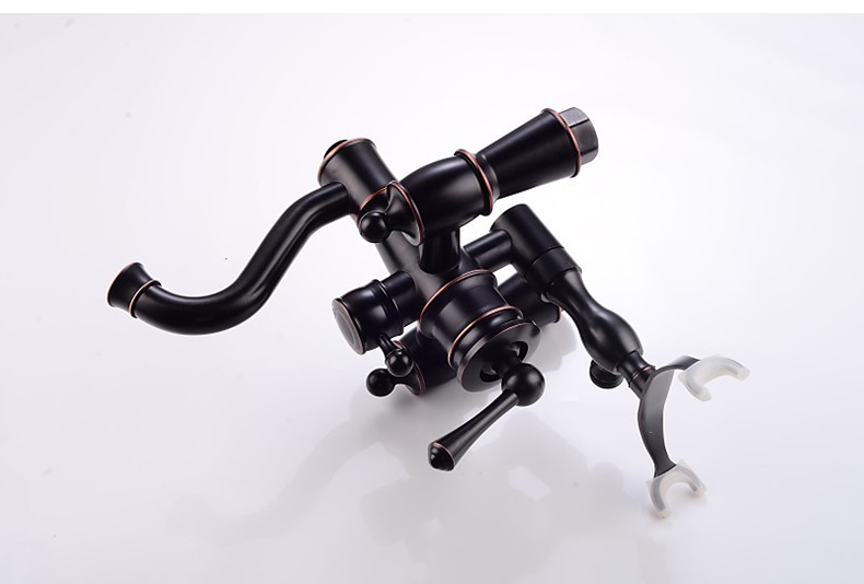 Shower Faucet Set Rainfall Shower Vintage Style Electroplated Mount Outside Ceramic Valve Bath Shower Mixer Taps / Brass / Two Handles Two Holes 2025 - CAD $239.99 –P3