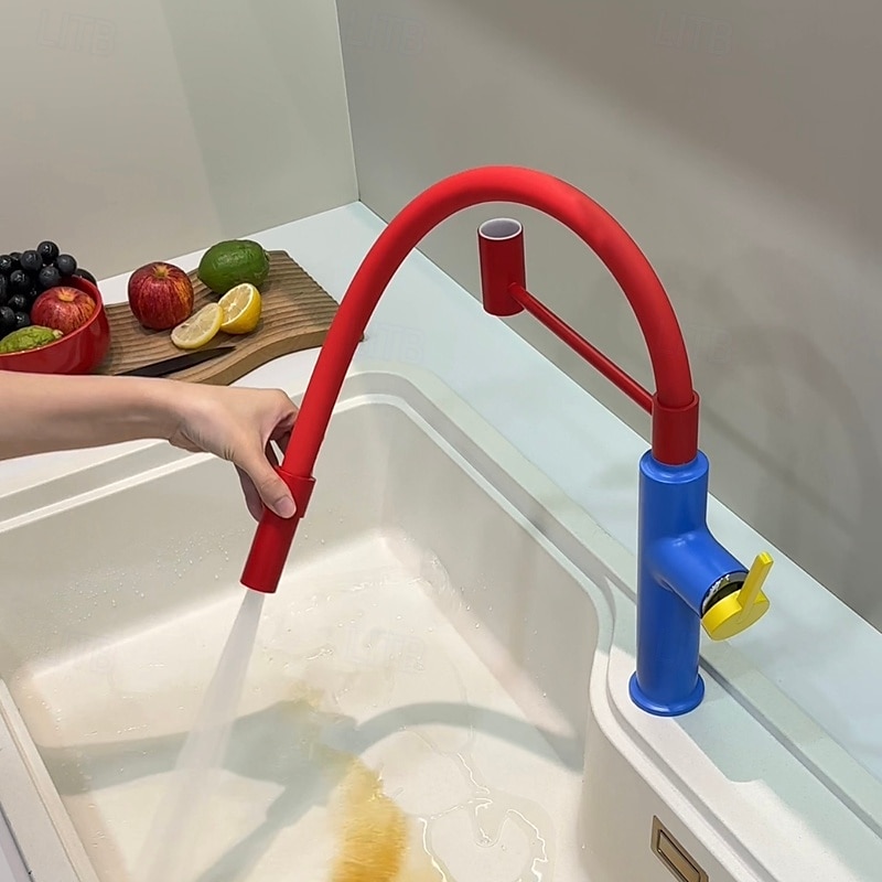 Kitchen faucet - Single Handle One Hole Electroplated / Painted Finishes Pull-out / Pull-down / Standard Spout / Tall / High Arc Centerset Modern Contemporary Kitchen Taps 2025 - CAD $84.99 –P7