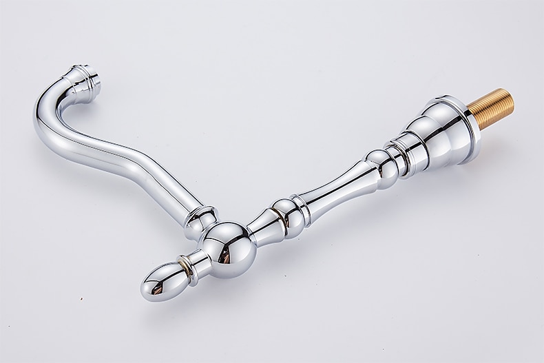 Bathtub Faucet - Contemporary Chrome Roman Tub Ceramic Valve Bath Shower Mixer Taps / Three Handles Two Holes 2025 - CAD $191.99 –P3