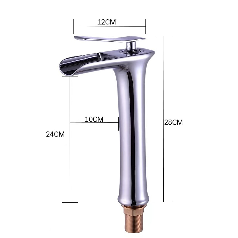 Waterfall Bathroom Sink Mixer Faucet Tall, Mono Wash Basin Single Handle Basin Taps Washroom with Hot and Cold Hose Monobloc Vessel Water Brass Tap Deck Mounted 2025 - CAD $111.99 –P1