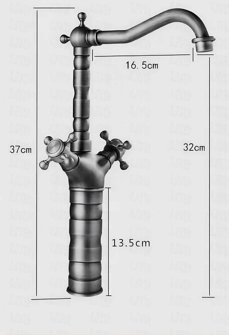 Traditional Brass Bathroom Sink Faucet,Black Oil-rubbed Bronze Deck Mounted Two Handles One Hole Bath Taps with Zinc Alloy Handle,Hot and Cold Switch and Ceramic Valve 2025 - CAD $103.99 –P5