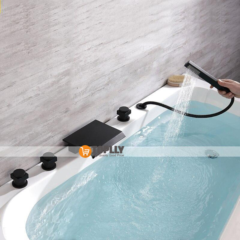 Bathtub Faucet - Contemporary Electroplated Roman Tub Ceramic Valve Bath Shower Mixer Taps 2025 - CAD $366.99 –P2