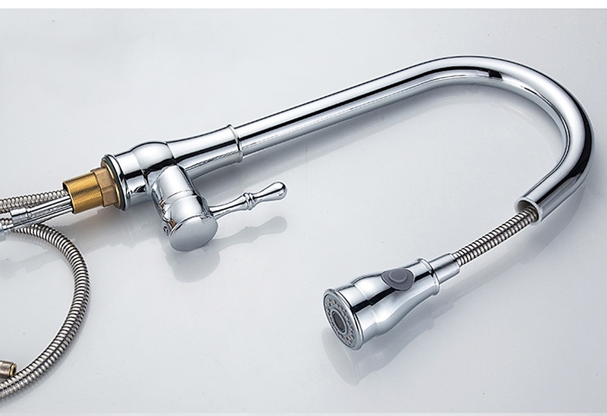 Kitchen Faucet with SprayerBrass 2-Function Outlet Single Handle One Hole Electroplated Pull-out Kitchen Taps 2025 - CAD $103.99 –P5