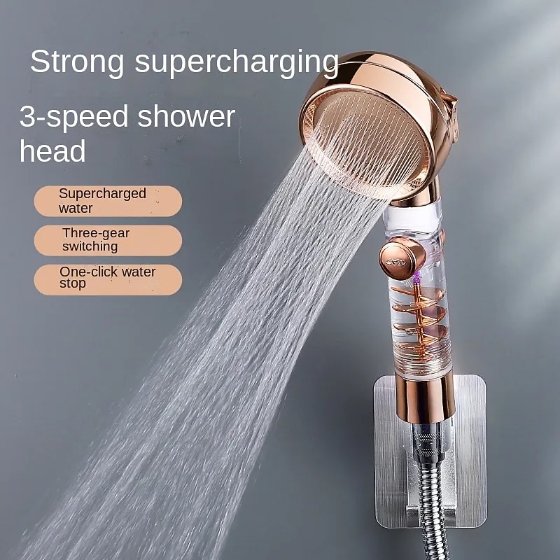 Beauty Skin Three-speed Turbo Rod Supercharged Shower Shower Head Whirlpool Bath Bath Hose Set Water Heater Shower Head Shower 2025 - CAD $6.99 –P9