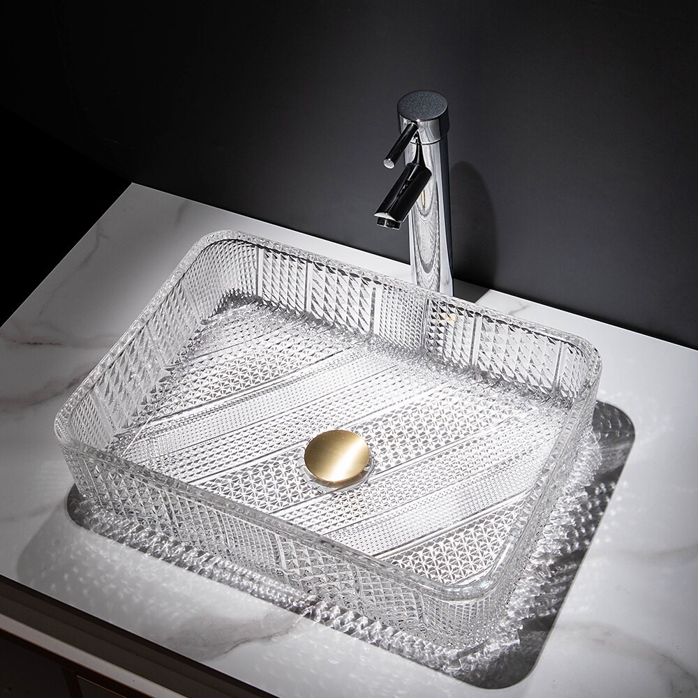 The modern light luxury transparent art rectangular die-cast glass wash basin with faucet sink 2025 - CAD $328.99 –P5