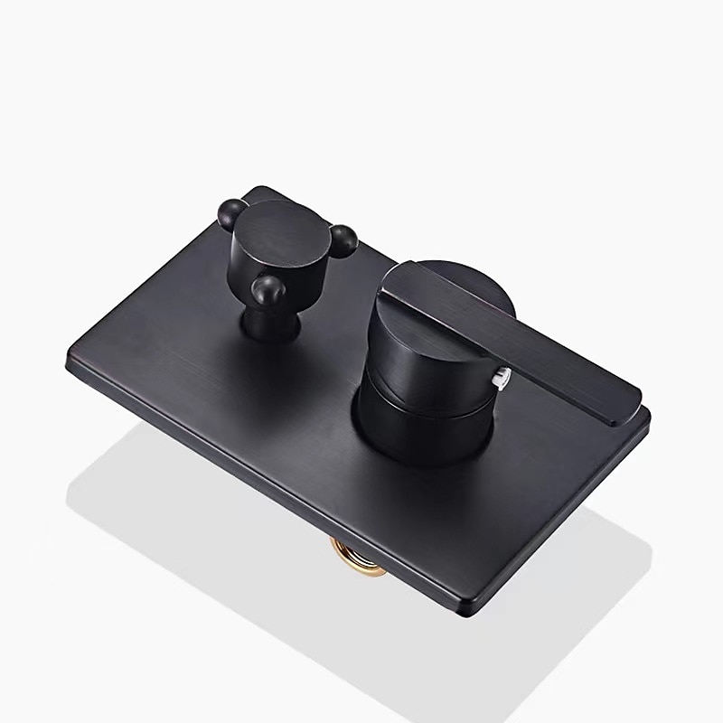 Shower Faucet Set Wall Mounted Vintage Brass Rainfall Overhead Combo Set Bathroom Mixer Ceramic Shower Hendheld Sprayer High Pressure Black Antique 2025 - CAD $255.99 –P9